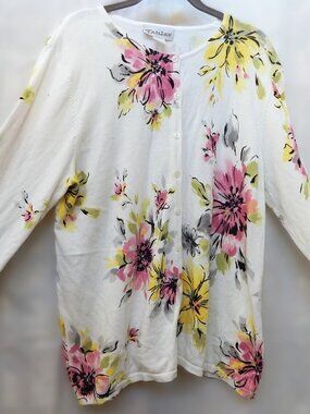 TanJay Floral Cardigan -  Sz. Lge. - Beaded Accents